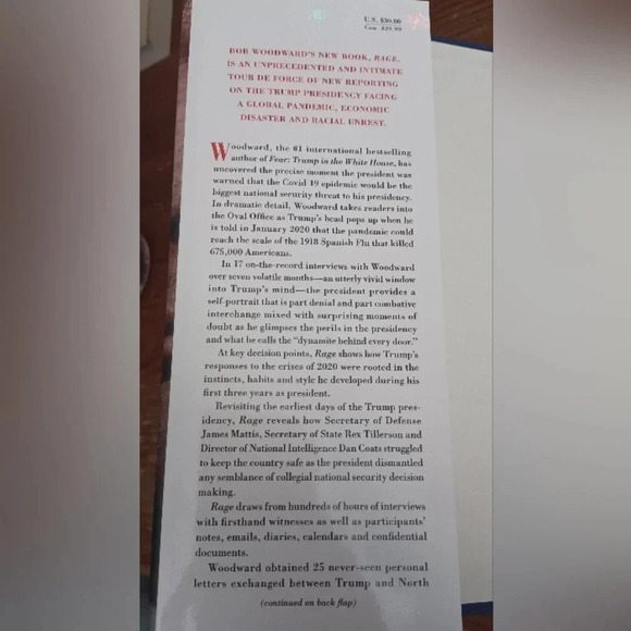 Rage by Bob Woodward Hardcover Book Donald Trump Presidency - Picture 4 of 7